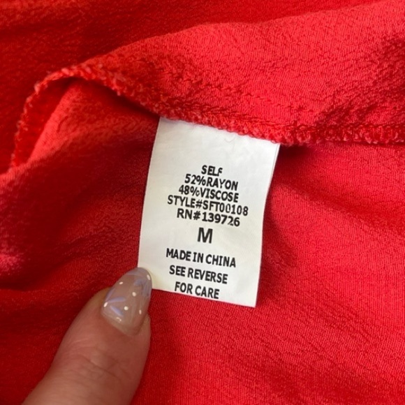 Heartbeeps Cherry Red Open Front Tie Bow Peplum Cami Tank Top - Medium - Picture 9 of 11